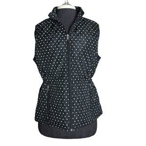 Relativity Vest Women's M Black with Polka Dots Sleeveless Zip Front & Pockets